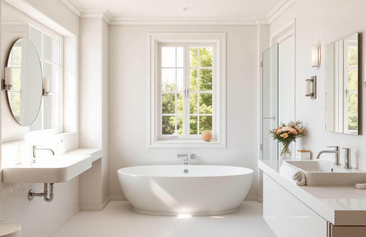 Salle bain fenêtres PVC oscillo-battantes ventilation optimale Namur Belgique