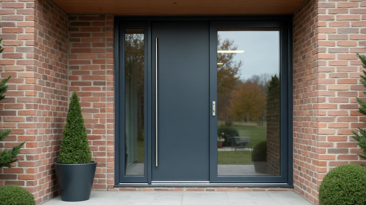 Porte d’entrée PVC anthracite sécurisée pour maison belge